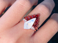Load image into Gallery viewer, JadedDesignNYC Raw Fire Opal set Engagement Ring, moonstone engagement ring, raw stone engagement ring, Opal engagement ring, boho engagement ring
