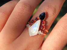 Load image into Gallery viewer, JadedDesignNYC Raw Fire Opal Wedding/Engagement Ring, moonstone engagement ring, raw stone engagement ring, Opal engagement ring
