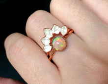 Load image into Gallery viewer, JadedDesignNYC Raw Fire Opal Wedding Ring, Raw Diamond Wedding/Engagement Ring
