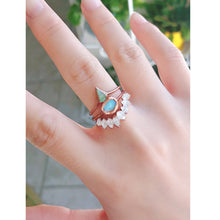 Load image into Gallery viewer, JadedDesignNYC Raw Gemstone Wedding Ring For Woman, Herkimer Diamonds Ring, Raw Aquamarine Ring, Opal Ring, Alternative Engagement Ring, Raw stone Ring
