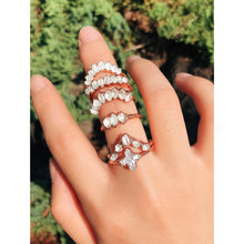 Load image into Gallery viewer, JadedDesignNYC Raw Gemstone Wedding Ring Set For Woman, Raw Herkimer Diamonds Ring, Raw Diamond Ring, Alternative Engagement Ring Set, Stacking Ring
