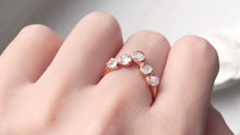 Load image into Gallery viewer, JadedDesignNYC Raw Herkimer Diamond Wedding Rings, V Shaped Raw Diamond Engagement Ring
