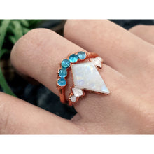 Load image into Gallery viewer, JadedDesignNYC Raw Moonstone Ring For Woman, Herkimer Diamond Ring, Kite Moonstone Jewelry, Raw Stone Ring,Raw Gemstone Ring
