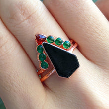 Load image into Gallery viewer, JadedDesignNYC Raw Onyx Engagement Ring, raw emerald engagement ring, Raw Black Onyx ring
