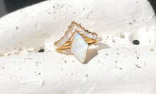 Load image into Gallery viewer, JadedDesignNYC Raw Rainbow Moonstone Wedding Ring, Raw Diamond Engagement Ring
