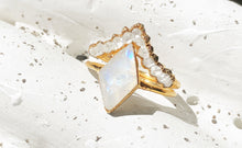 Load image into Gallery viewer, JadedDesignNYC Raw Rainbow Moonstone Wedding Ring, Raw Diamond Engagement Ring
