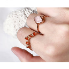 Load image into Gallery viewer, JadedDesignNYC Raw Rose Quartz And Fire Opal Ring For Woman, Raw Crystal Wedding Ring
