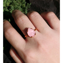 Load image into Gallery viewer, JadedDesignNYC Raw Rose Quartz Engagement Ring, Raw Gemstone Ring, Dainty Pink Stone Ring, Raw Stone Ring For Woman
