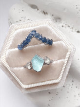 Load image into Gallery viewer, JadedDesignNYC Raw Sapphire Engagement Ring, Raw Aquamarine Ring

