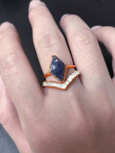 Load image into Gallery viewer, JadedDesignNYC Raw Sapphire Engagement Ring, Raw Diamond Ring, Raw Stone Ring For Woman, Raw Herkimer Diamond Ring, Raw Gemstone Ring
