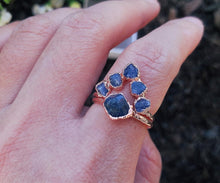 Load image into Gallery viewer, JadedDesignNYC Raw Sapphire Wedding Ring Set, Raw Sapphire Engagement Ring

