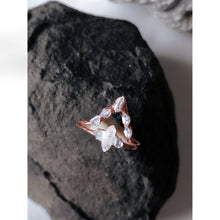 Load image into Gallery viewer, JadedDesignNYC Raw Stone Wedding Ring Set For Woman, Raw Herkimer Diamonds Ring
