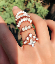 Load image into Gallery viewer, JadedDesignNYC Raw Stone Wedding Ring Set For Woman, Raw Herkimer Diamonds Ring
