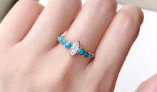 Load image into Gallery viewer, JadedDesignNYC Raw Turquoise-Diamond Engagement Ring, Dainty Gemstone Ring
