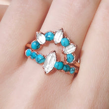 Load image into Gallery viewer, JadedDesignNYC Raw Turquoise-Diamond Wedding/Engagement Ring, Raw Gemstone Ring Engagement

