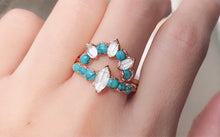 Load image into Gallery viewer, JadedDesignNYC Raw Turquoise-Diamond Wedding/Engagement Ring, Raw Gemstone Ring Engagement
