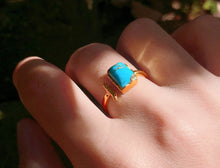 Load image into Gallery viewer, JadedDesignNYC Raw Turquoise Engagement Ring for Women, Gold Plated Turquoise Ring
