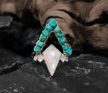 Load image into Gallery viewer, JadedDesignNYC Raw Turquoise-Moonstone Ring Set
