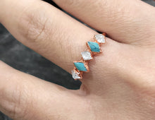 Load image into Gallery viewer, JadedDesignNYC Raw Turquoise Ring for Women, Multistone Statement Ring, Raw Herkimer Diamond Ring, Birthstone Ring, Raw Diamond ring, Stackable ring
