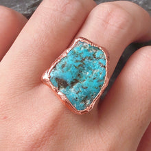 Load image into Gallery viewer, JadedDesignNYC Raw Turquoise Ring, Solitary Ring, Turquoise Engagement Ring

