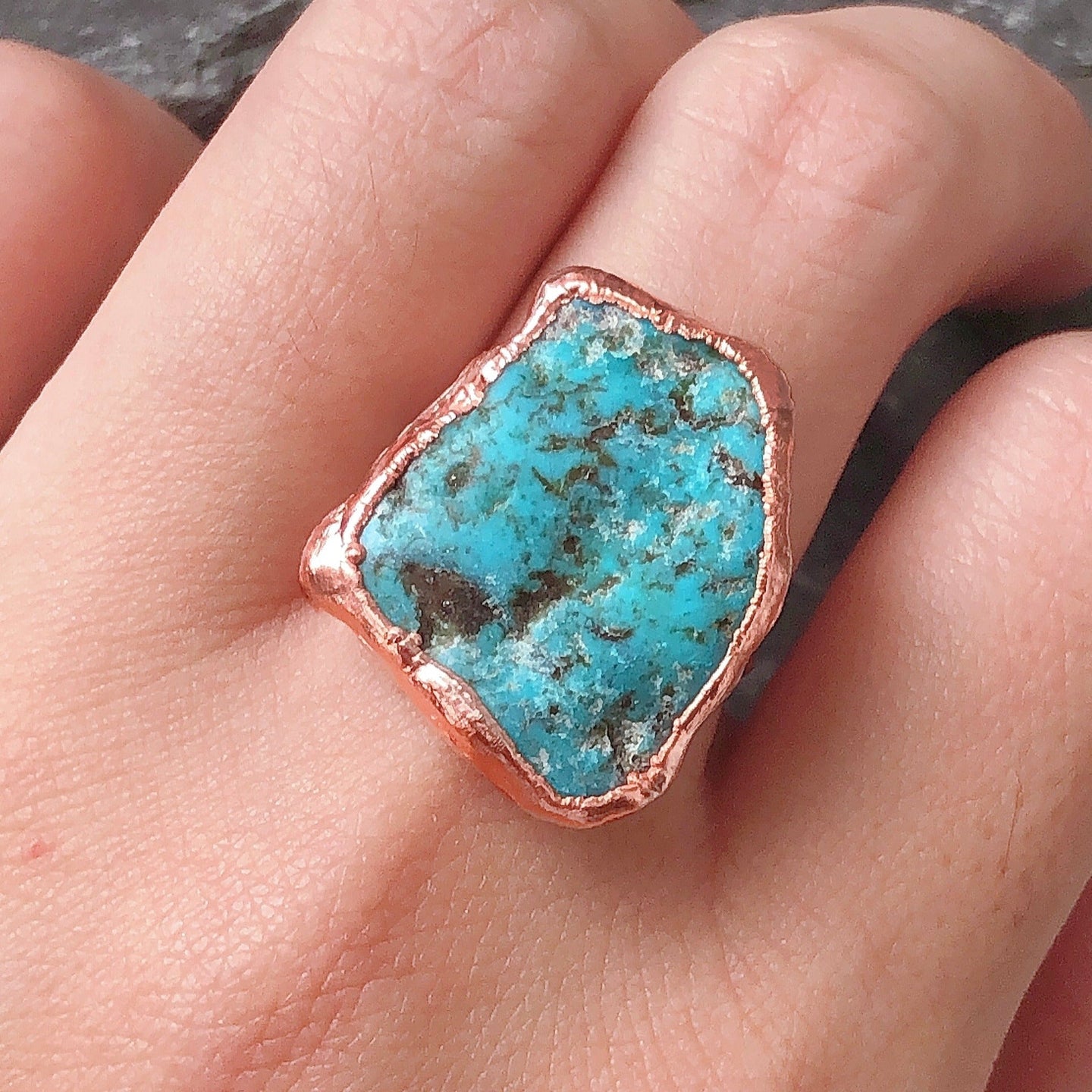 JadedDesignNYC Raw Turquoise Ring, Solitary Ring, Turquoise Engagement Ring