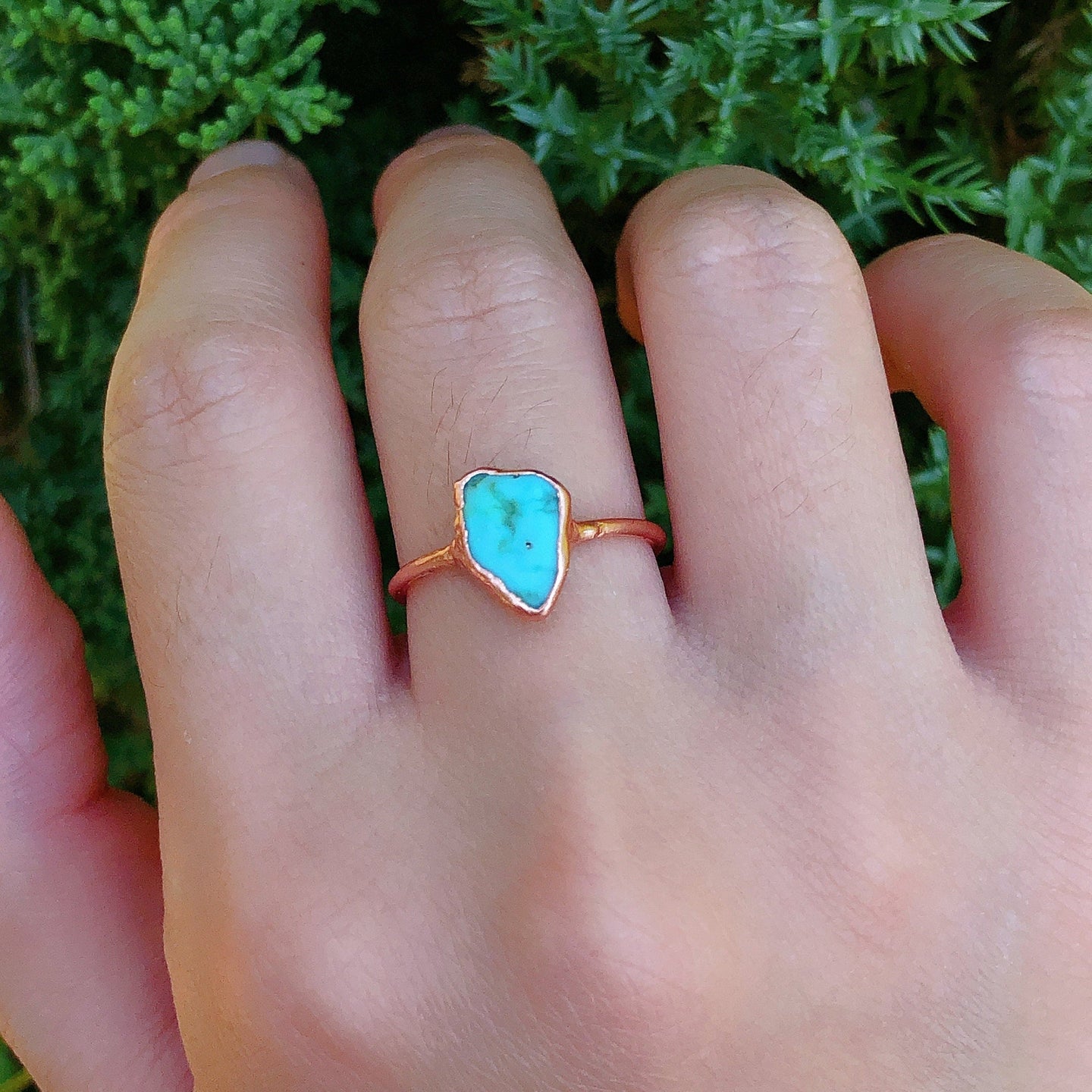 JadedDesignNYC Raw Turquoise Solitary Ring for Women, Turquoise Engagement Ring