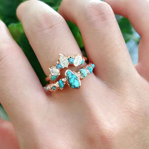 JadedDesignNYC Raw Turquoise Wedding/Engagement Ring, Raw Gemstone Ring Engagement