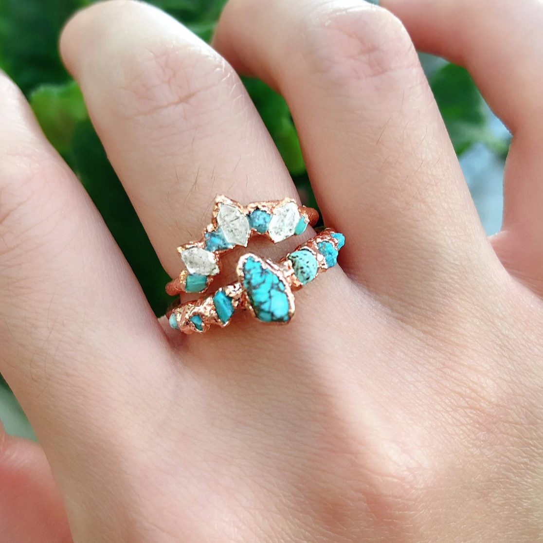 JadedDesignNYC Raw Turquoise Wedding/Engagement Ring, Raw Gemstone Ring Engagement
