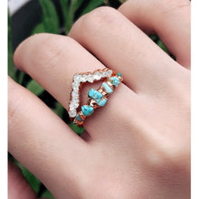 Load image into Gallery viewer, JadedDesignNYC Raw Turquoise Wedding/Engagement Ring, Rough Diamond Ring, Herkimer Diamond Ring, Turquoise Engagement Ring Set
