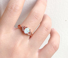 Load image into Gallery viewer, JadedDesignNYC Rose Gold Opal Ring for Women, mothers day gift,  Rose Gold Engagement Ring, Raw Fire Opal Jewelry, Wedding Ring, Gift for Her
