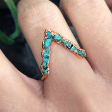Load image into Gallery viewer, JadedDesignNYC V-shaped Turquoise Stacking Ring
