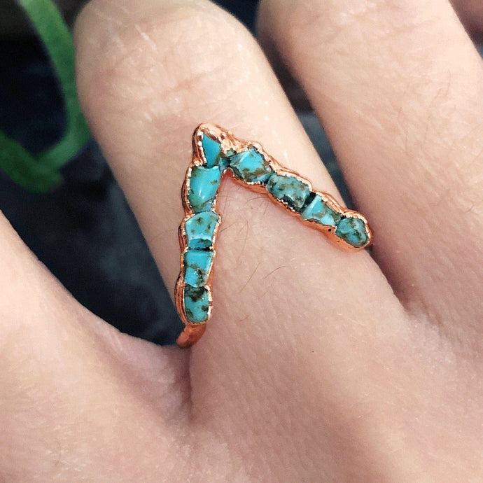 JadedDesignNYC V-shaped Turquoise Stacking Ring