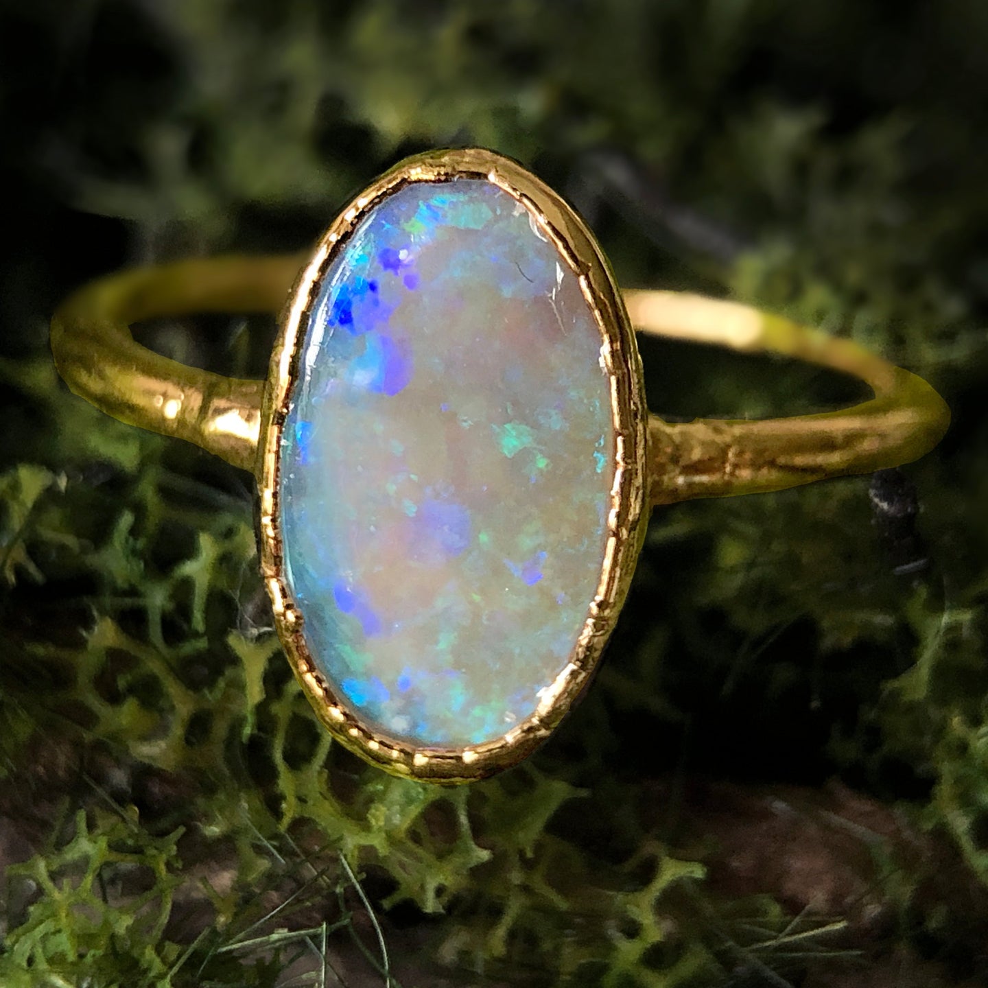 Raw Opal Solitary Engagement Ring, Fire Raw Opal Engagement Ring, Opal Gold Ring