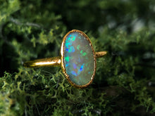 Load image into Gallery viewer, Raw Opal Solitary Engagement Ring, Fire Raw Opal Engagement Ring, Opal Gold Ring

